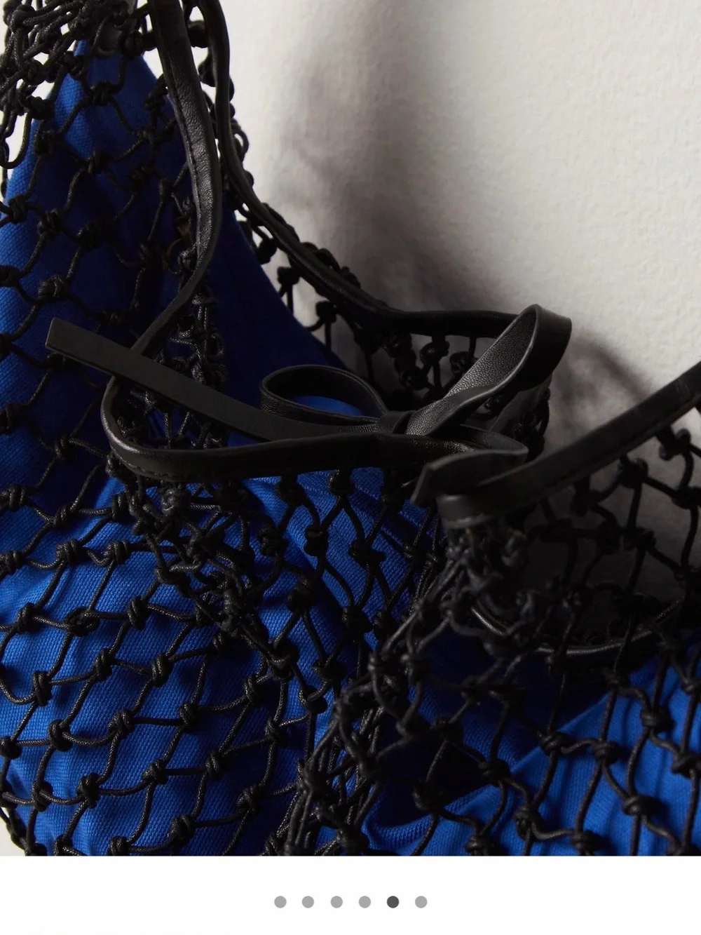 NWT new free people silver springs sling bag black netting netted blue